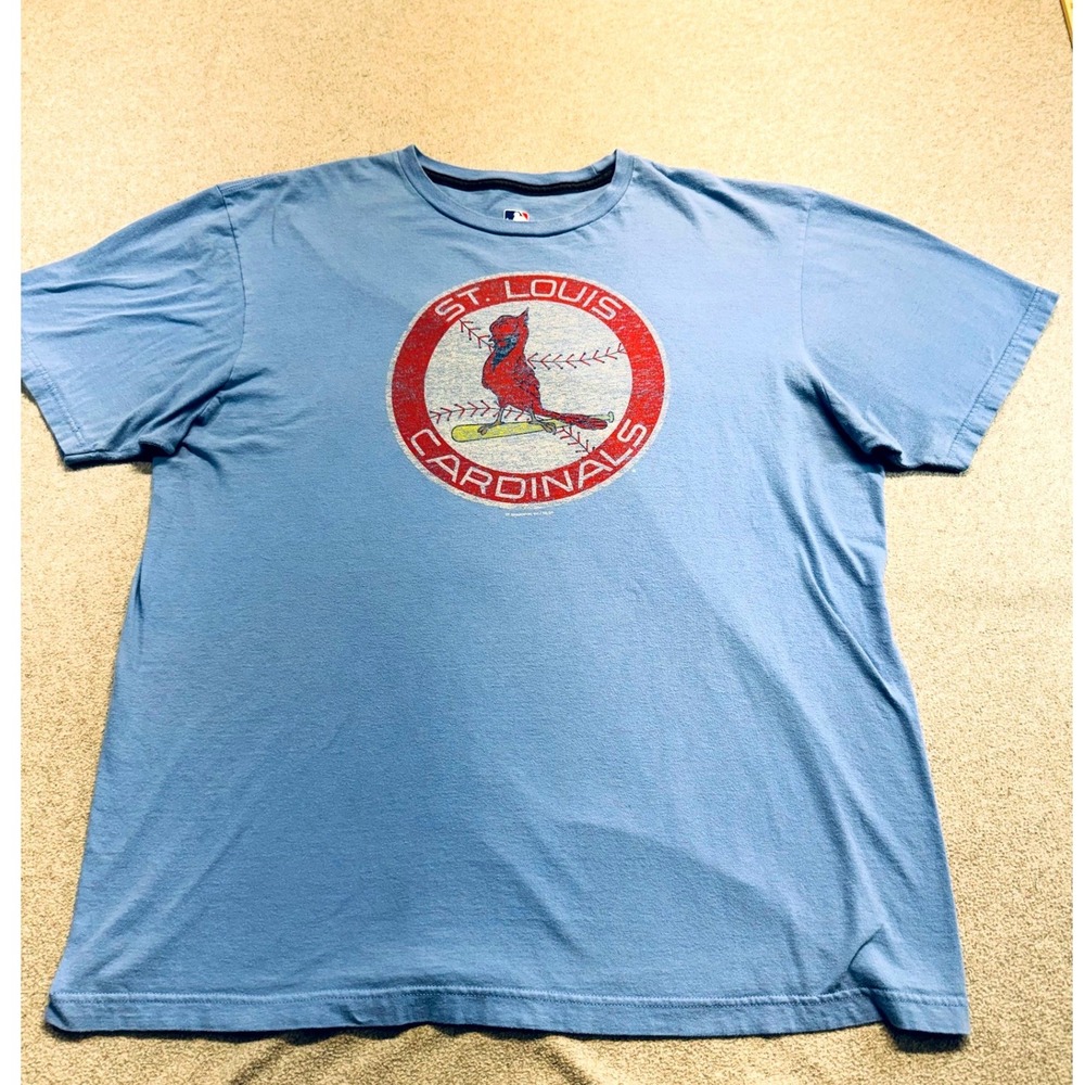 St Louis Cardinals Mens XL T Shirt MLB Soft Blue Distressed Logo Streetwear Fan